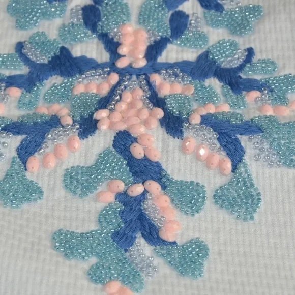 NWOT Size Large Lilly Pulitzer JENA STRETCH SHIFT DRESS White BEADS CORALS